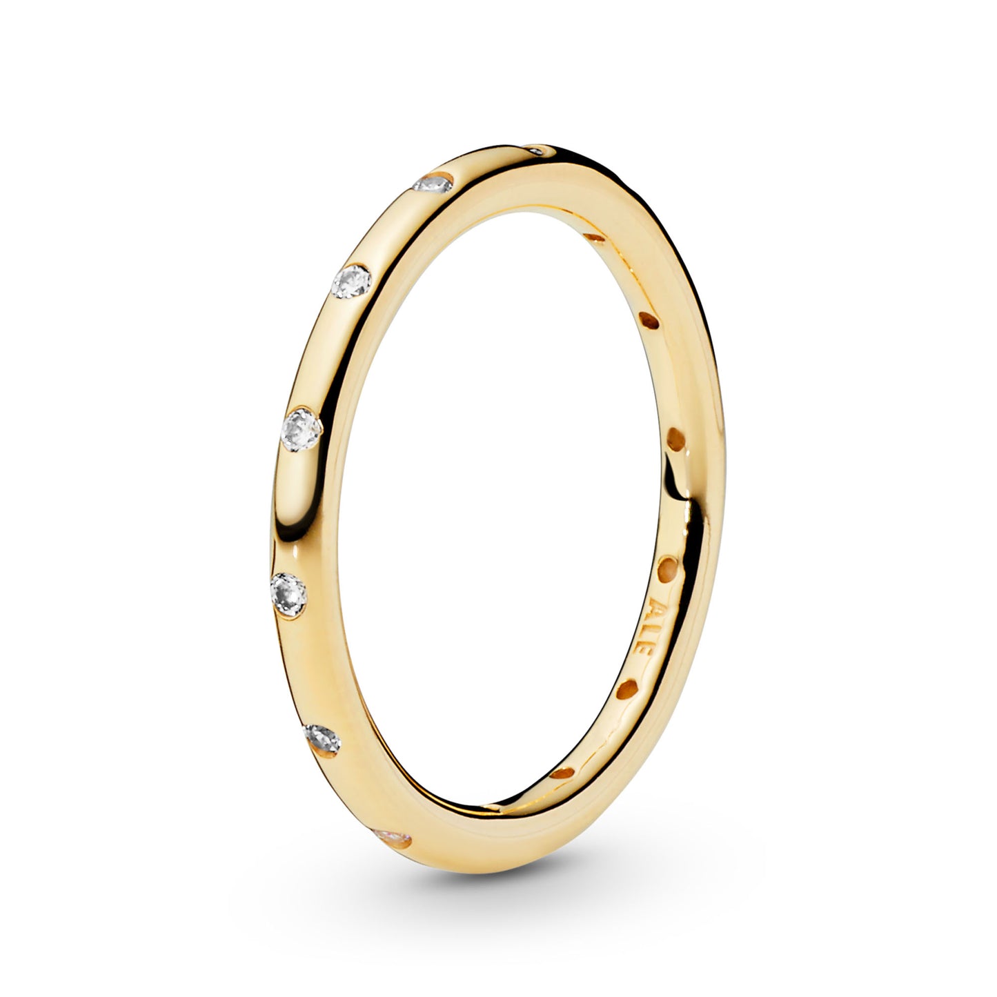 PANDORA Jewelry Simple Sparkling Band Cubic Zirconia Ring in Gold 14K, Size 9, With Gift Box