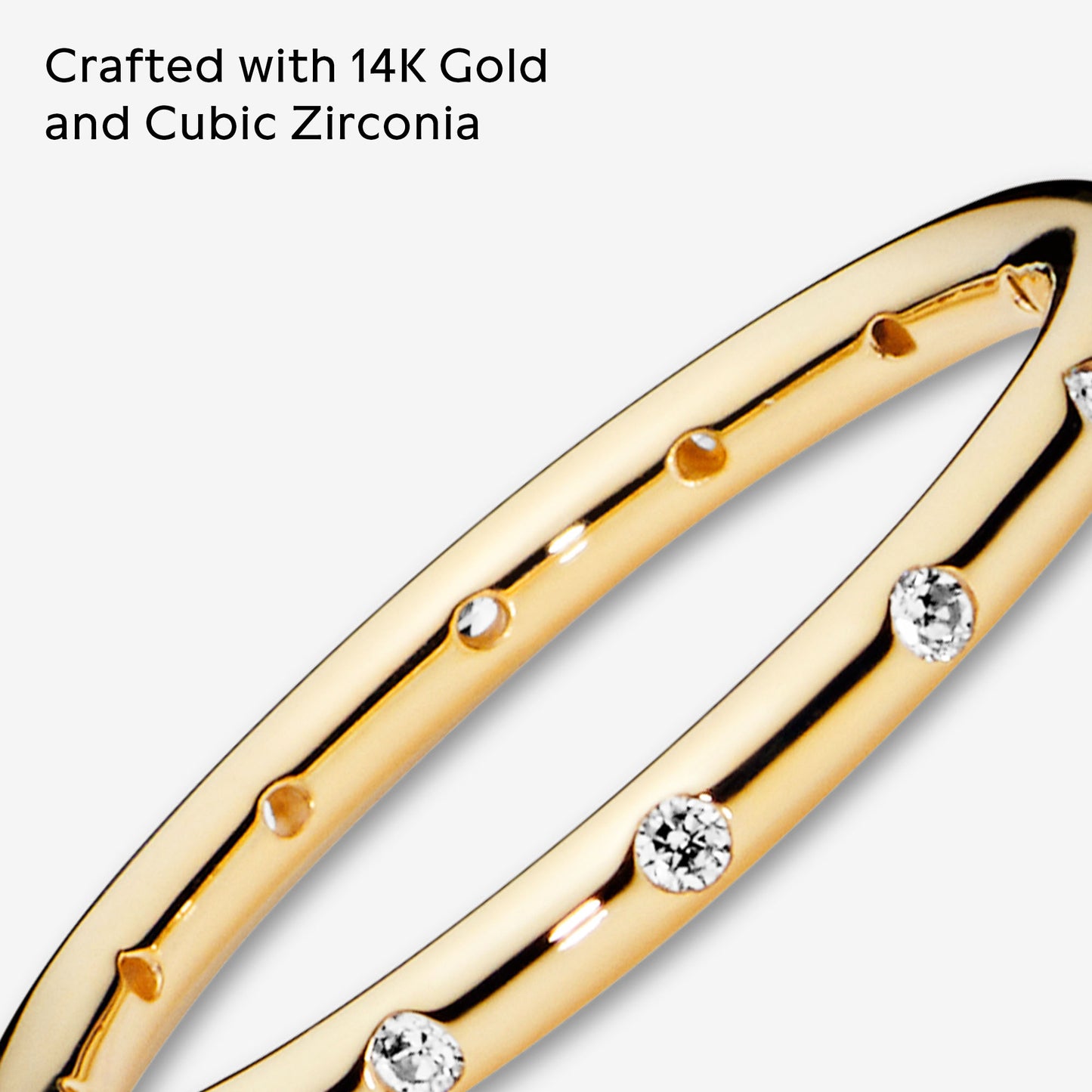 PANDORA Jewelry Simple Sparkling Band Cubic Zirconia Ring in Gold 14K, Size 9, With Gift Box