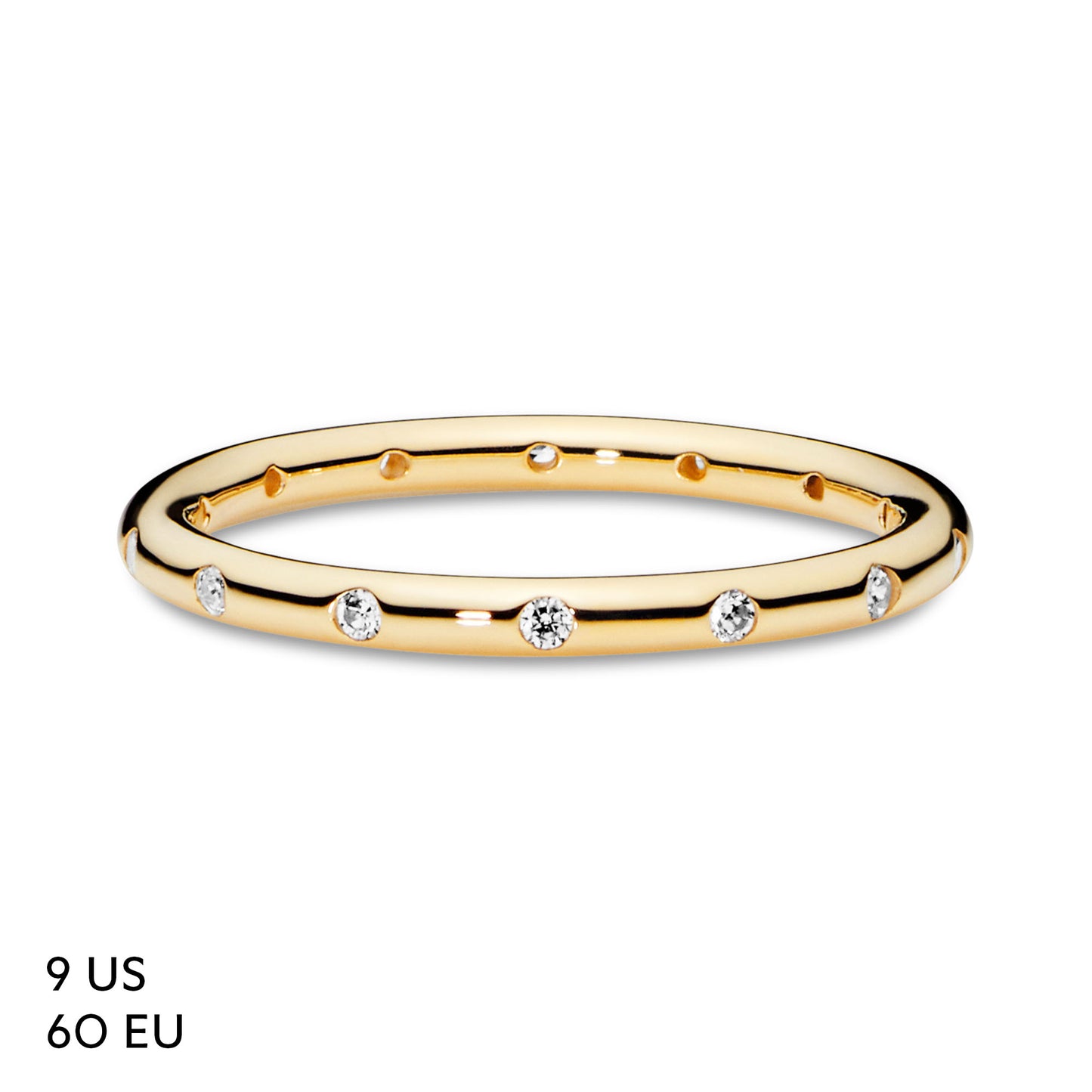 PANDORA Jewelry Simple Sparkling Band Cubic Zirconia Ring in Gold 14K, Size 9, With Gift Box