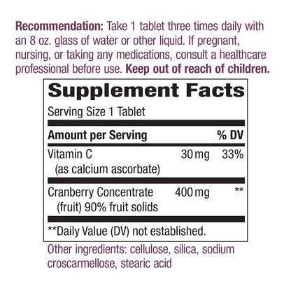 Nature's Way Premium Potency Standardized Cranberry 90% Fruit Solids, 120 Count