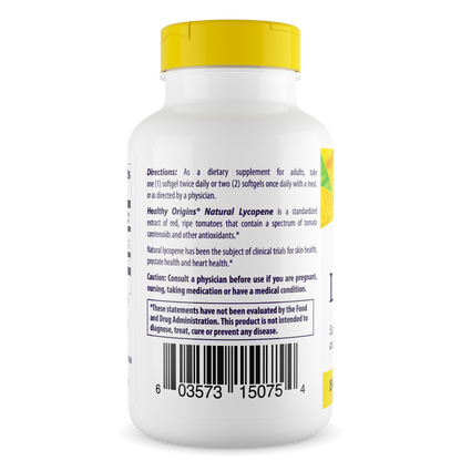Healthy Origins Lycopene 15 mg (Natural, Non-GMO, Gluten Free, Skin Support, Prostate Support), 180 Softgels