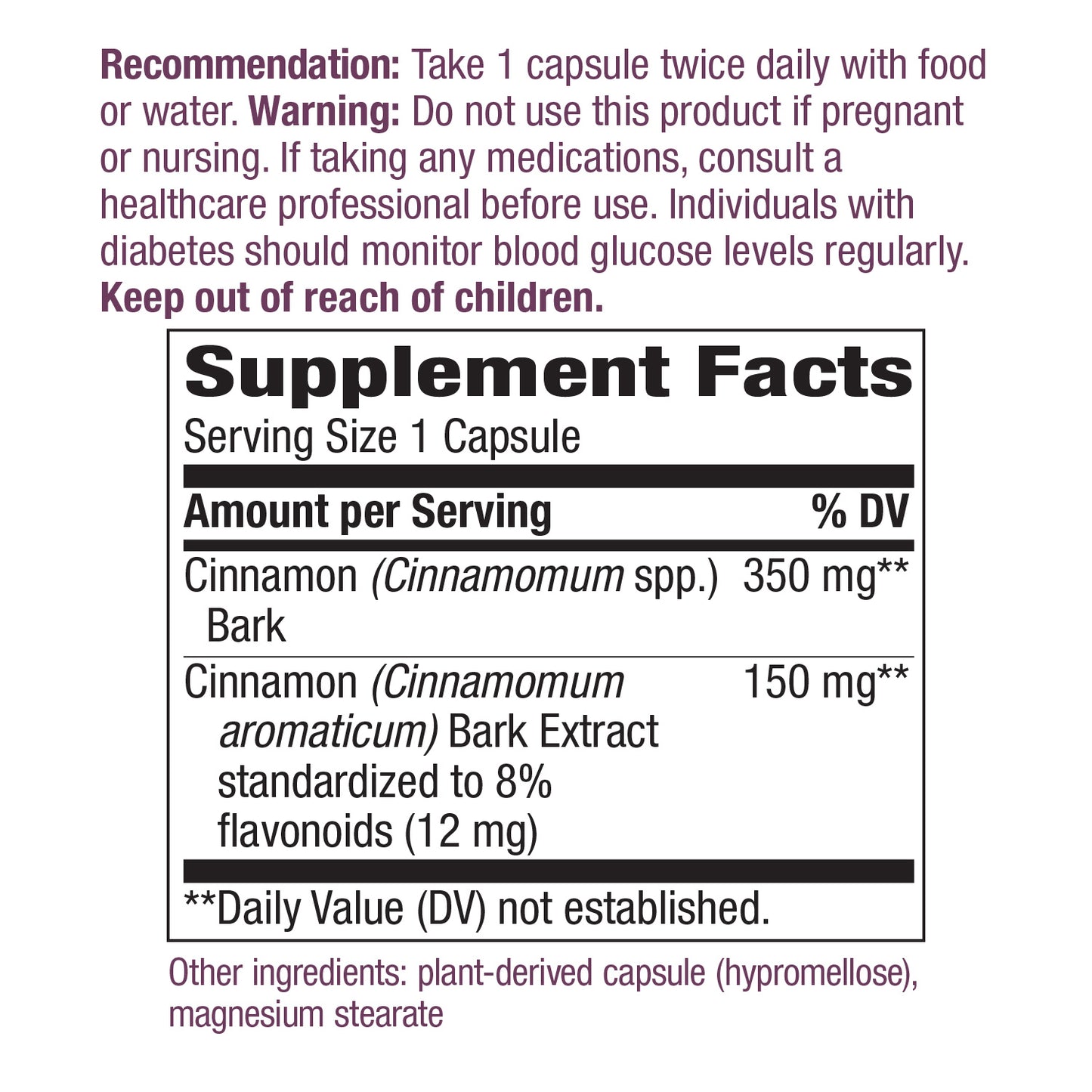 Nature's Way Premium Extract Standardized Cinnamon 8% Flavonoids, 120 Vegetarian Capsules (2 Pack)