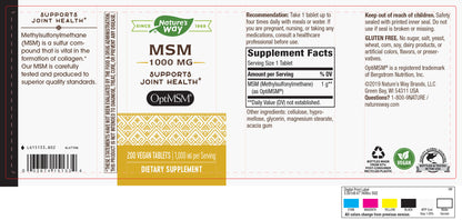 Nature's Way MSM 1000mg, 200 Tablets