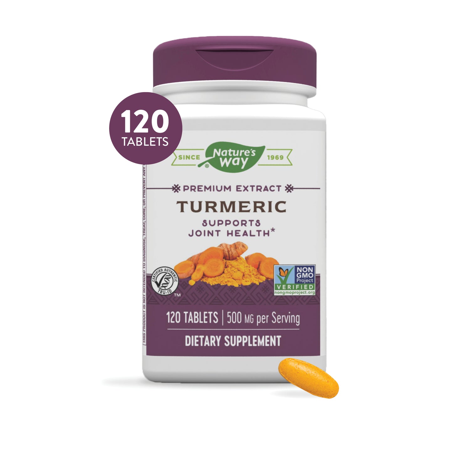 Nature's Way Premium Extract Turmeric Standardized to 95% Curcuminoids, 500 mg per serving, 120 Tablets (Packaging May Vary)