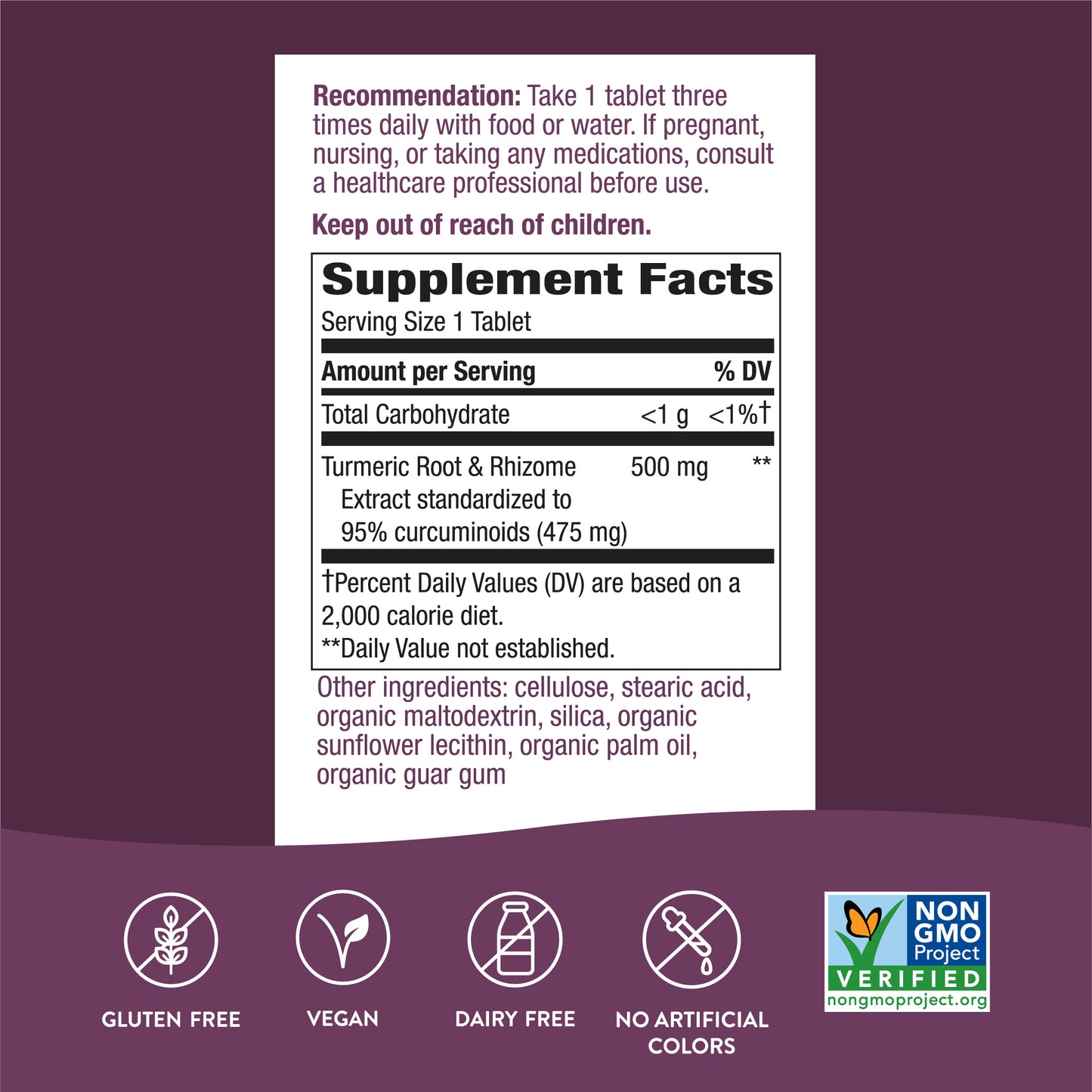 Nature's Way Premium Extract Turmeric Standardized to 95% Curcuminoids, 500 mg per serving, 120 Tablets (Packaging May Vary)