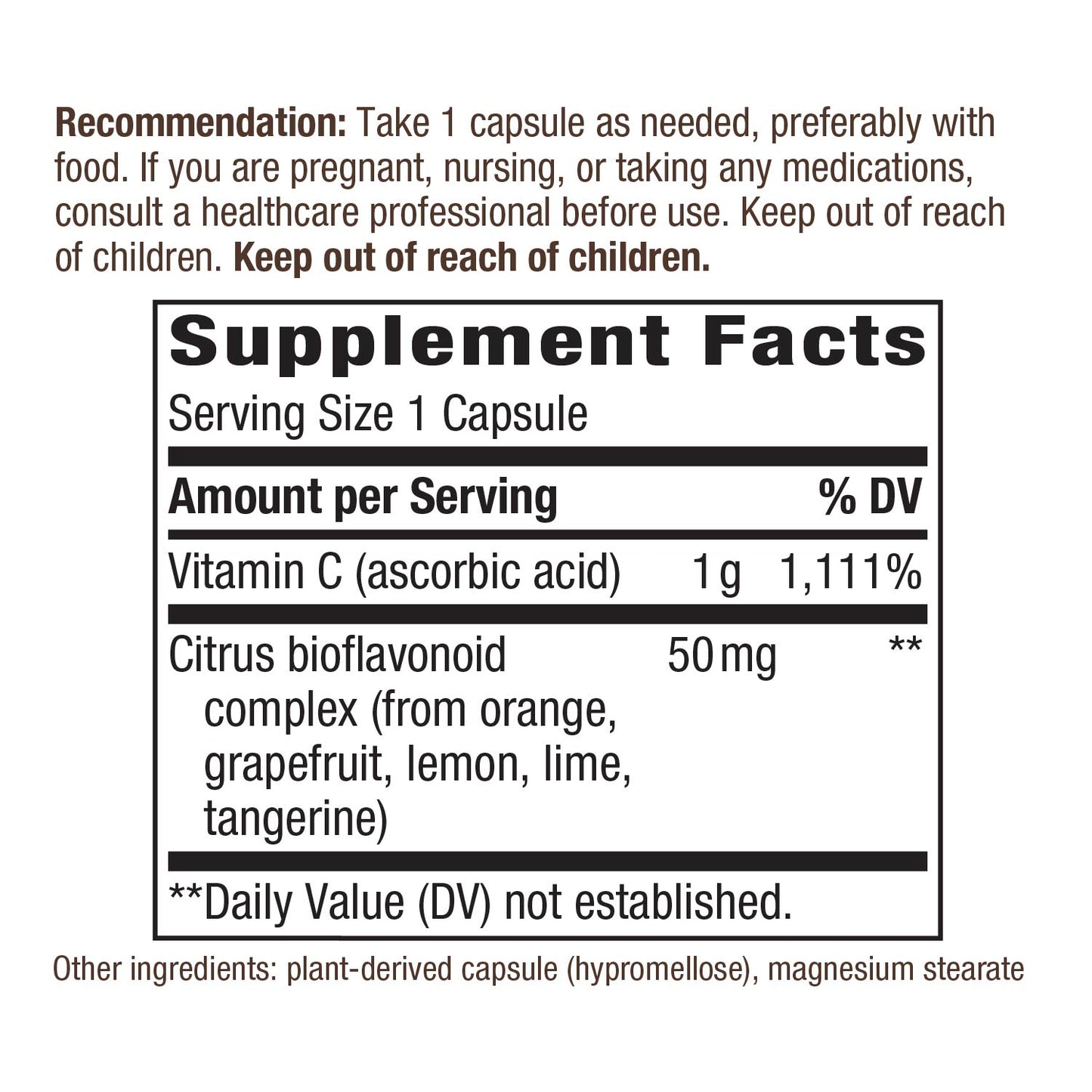 Vitamin C 1000 mg with Bioflavonoids, 1000 mg Vitamin C per Serving, 250 Vegetarian Capsules (2 Pack)