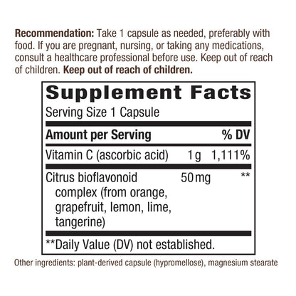 Vitamin C 1000 mg with Bioflavonoids, 1000 mg Vitamin C per Serving, 250 Vegetarian Capsules (2 Pack)