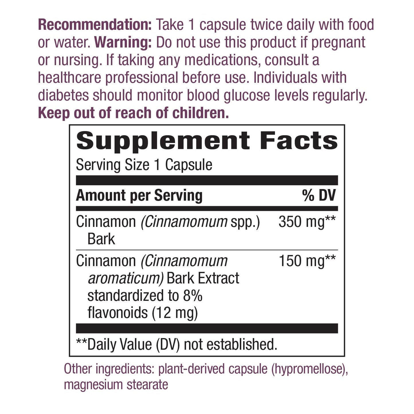 Nature's Way Premium Extract Standardized Cinnamon 8% Flavonoids, 60 Vcaps (2 Pack)