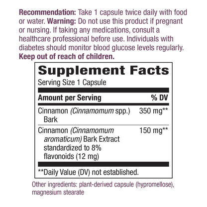 Nature's Way Premium Extract Standardized Cinnamon 8% Flavonoids, 60 Vcaps (2 Pack)