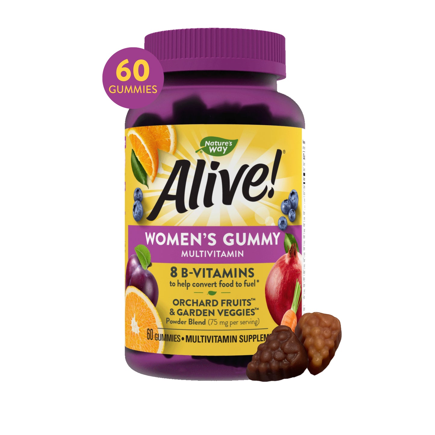 Nature‚Äôs Way Alive! Women‚Äôs Gummy Multivitamin, B-Vitamins, Mixed Berry Flavored, 60 Gummies
