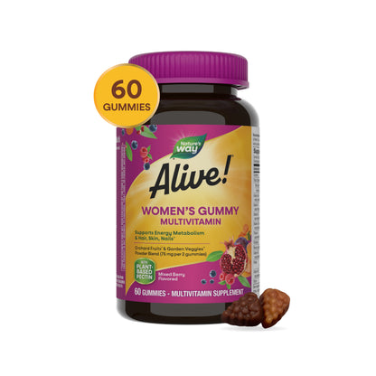 Nature‚Äôs Way Alive! Women‚Äôs Gummy Multivitamin, B-Vitamins, Mixed Berry Flavored, 60 Gummies