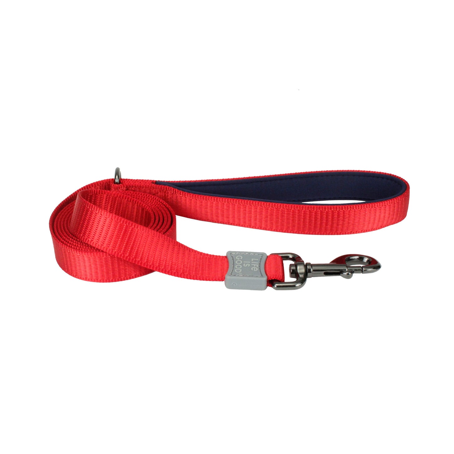 Coastal - Life is Good - Padded Handle Dog Leash, Red, 1" x 6'
