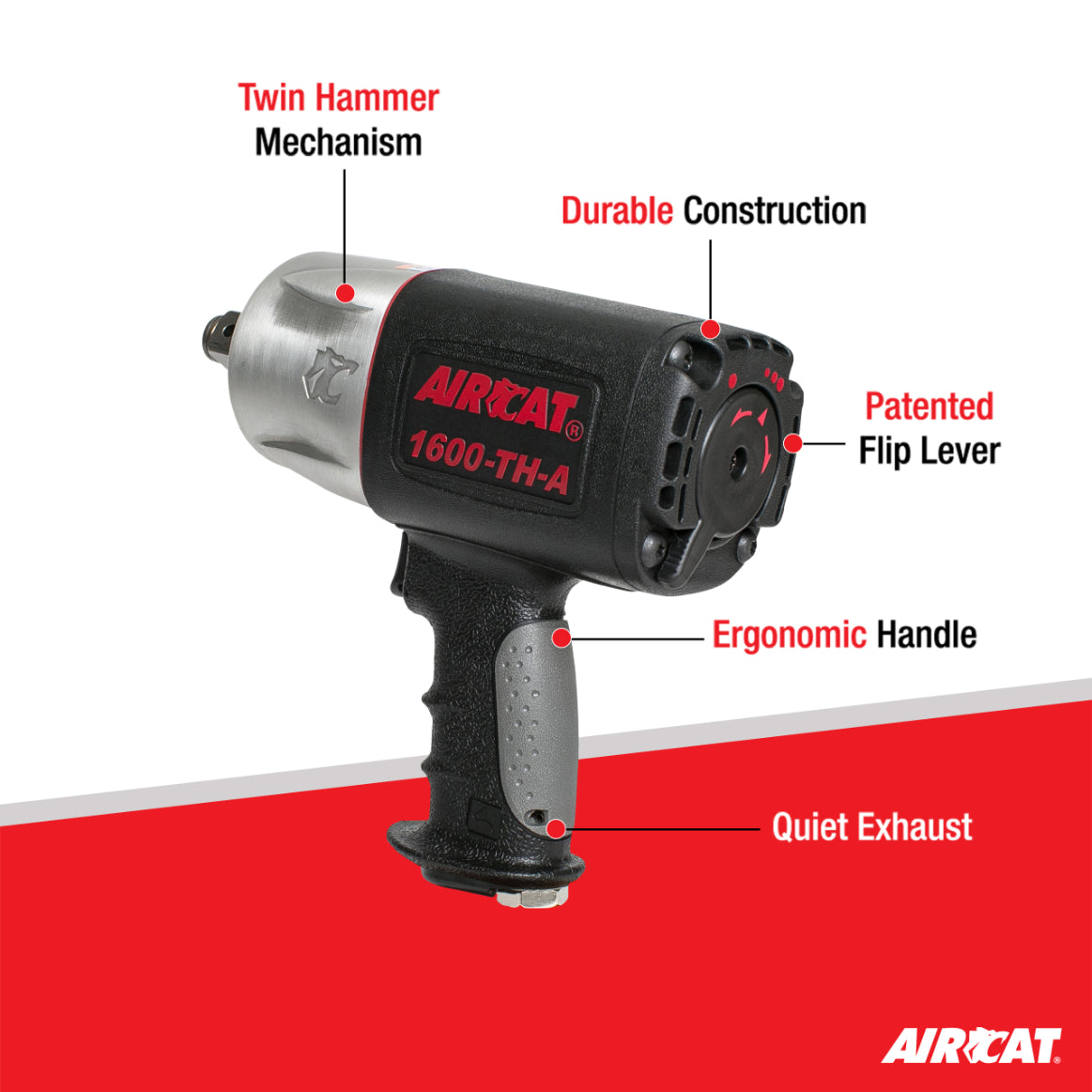 AIRCAT 1600-TH-A 3/4-Inch Composite Impact Wrench 1600 ft-lbs