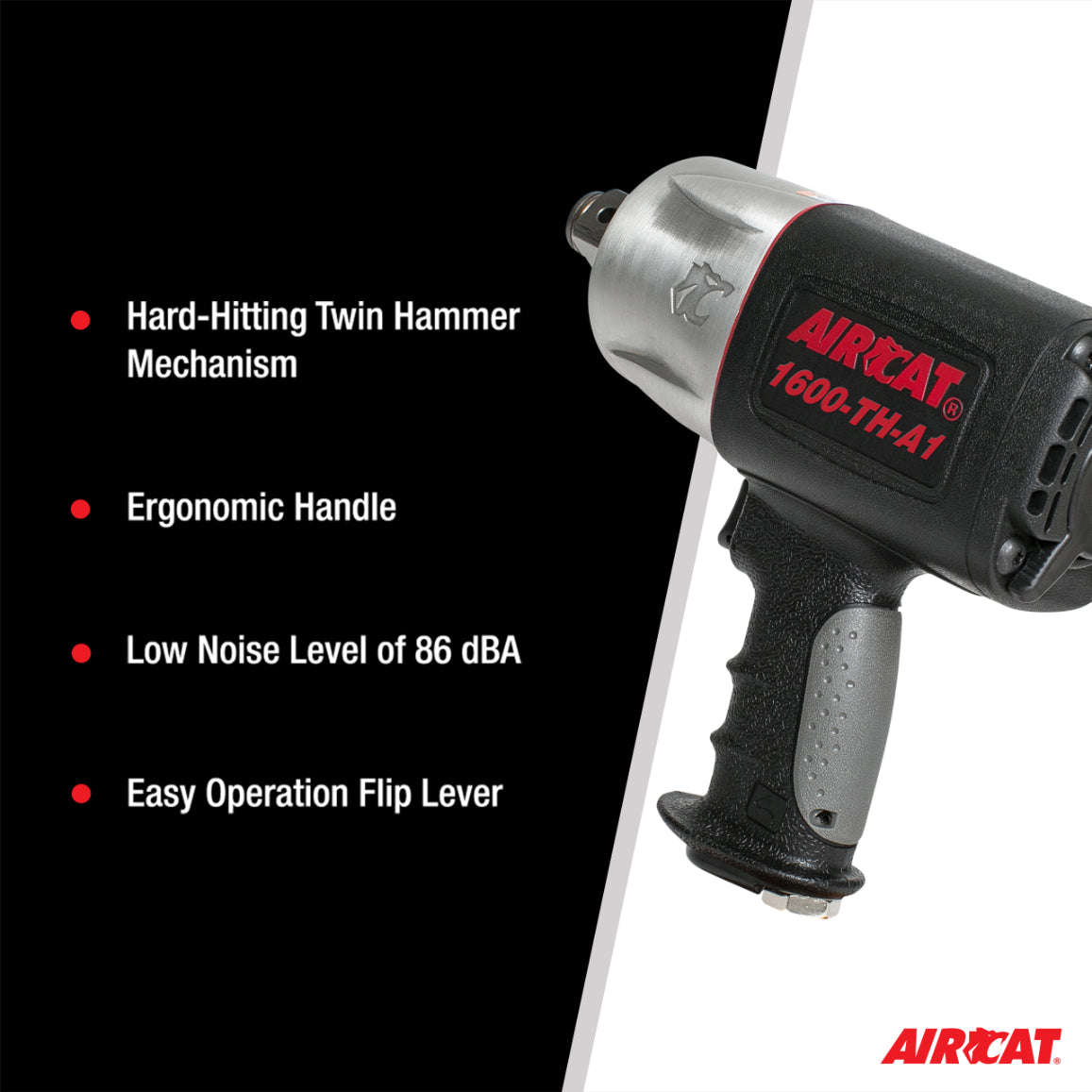 AIRCAT 1600-TH-A1: 1-Inch Composite Pistol Grip Impact Wrench 1,600 ft-lbs