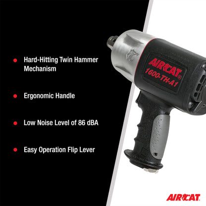 AIRCAT 1600-TH-A1: 1-Inch Composite Pistol Grip Impact Wrench 1,600 ft-lbs