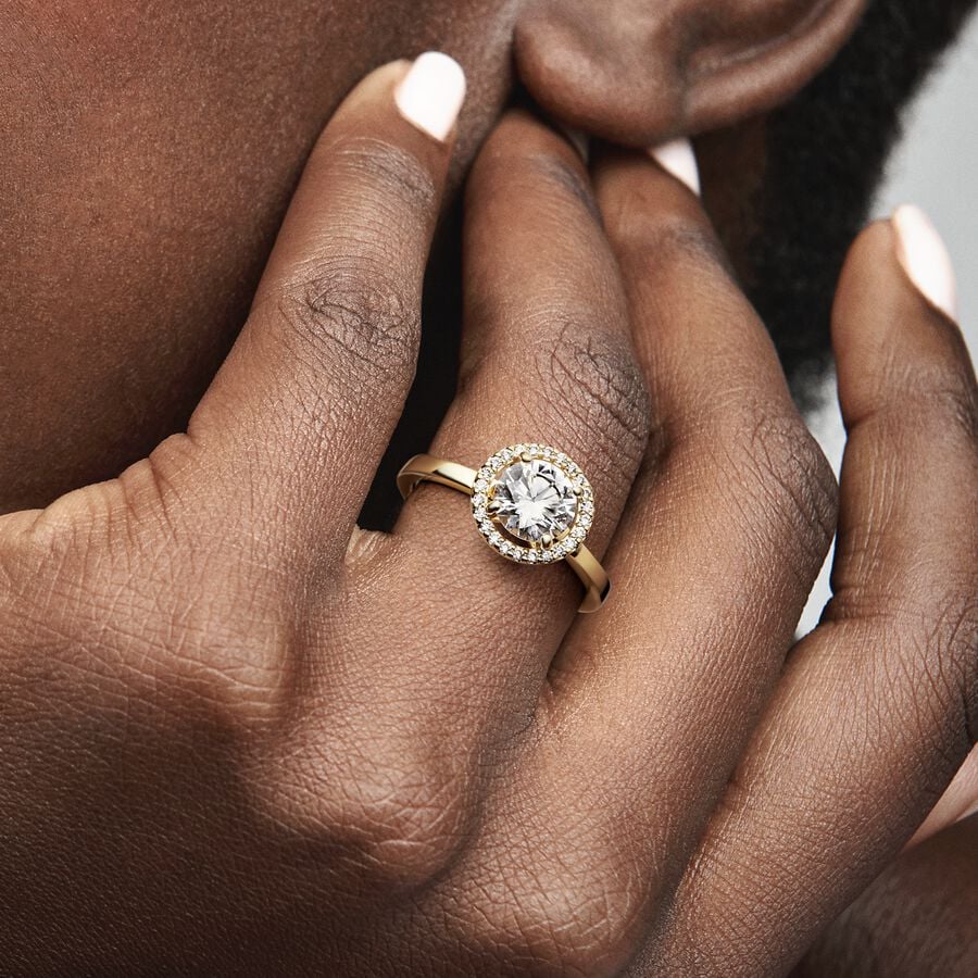 PANDORA Sparkling Round Halo Ring, Size 52, With Gift Box