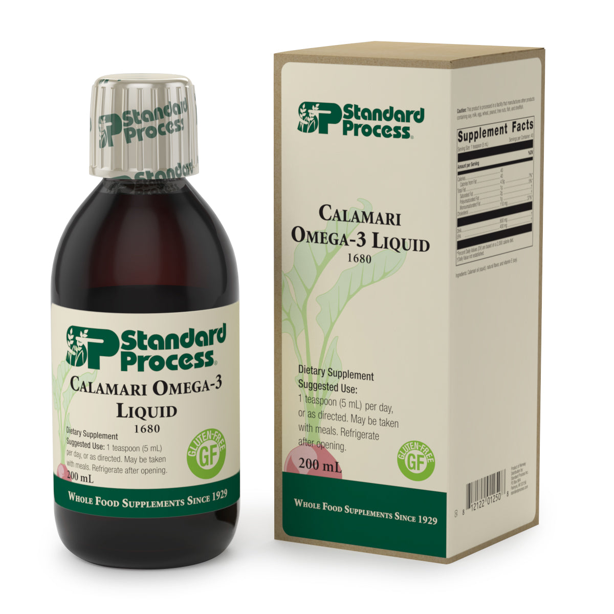 Standard Process Calamari Omega-3 Liquid - Emotional Support, Heart Health, Brain Health, and Hair, Skin, and Nail Health Support with EPA and DHA from Squid Oil - 200mls