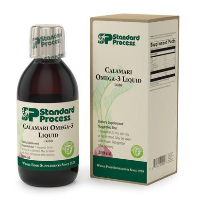 Standard Process Calamari Omega-3 Liquid - Emotional Support, Heart Health, Brain Health, and Hair, Skin, and Nail Health Support with EPA and DHA from Squid Oil - 200mls