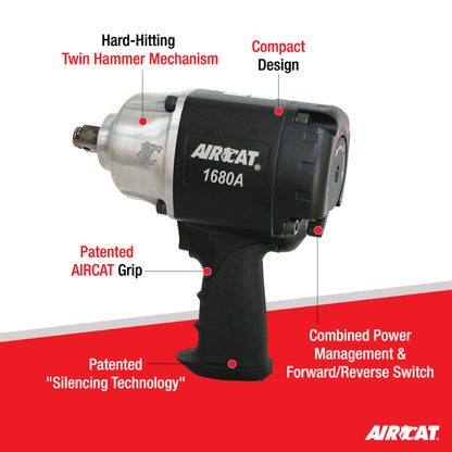 AIRCAT 1680-A 3/4-Inch Impact Wrench 1,600 ft-lbs