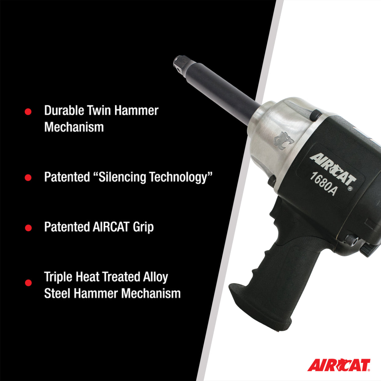 AIRCAT 1680-A-6: 3/4-Inch Impact Wrench with 6-Inch Extended Anvil 1,600 ft-lbs