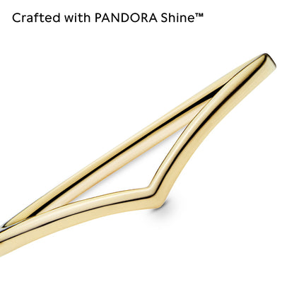 Pandora Jewelry Polished Sparkling Wishbone Pandora Shine Ring, Size 9, With Gift Box