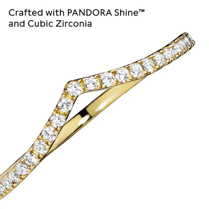 PANDORA Jewelry Sparkling Wishbone Cubic Zirconia Ring in Shine, Size 8.5, With Gift Box