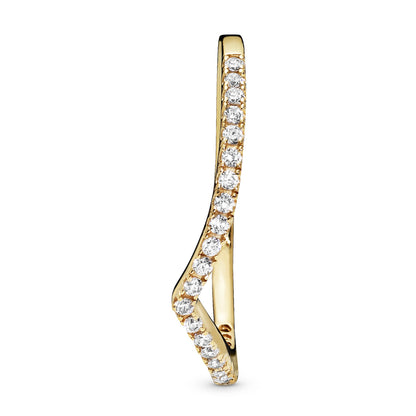 PANDORA Jewelry Sparkling Wishbone Cubic Zirconia Ring in Shine, Size 8.5, With Gift Box