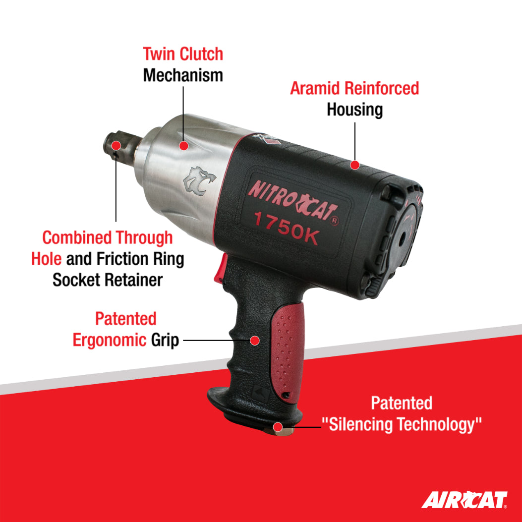 AIRCAT 1750-K: 3/4-Inch Nitrocat Composite Twin Clutch Impact Wrench 1,500 ft-lbs