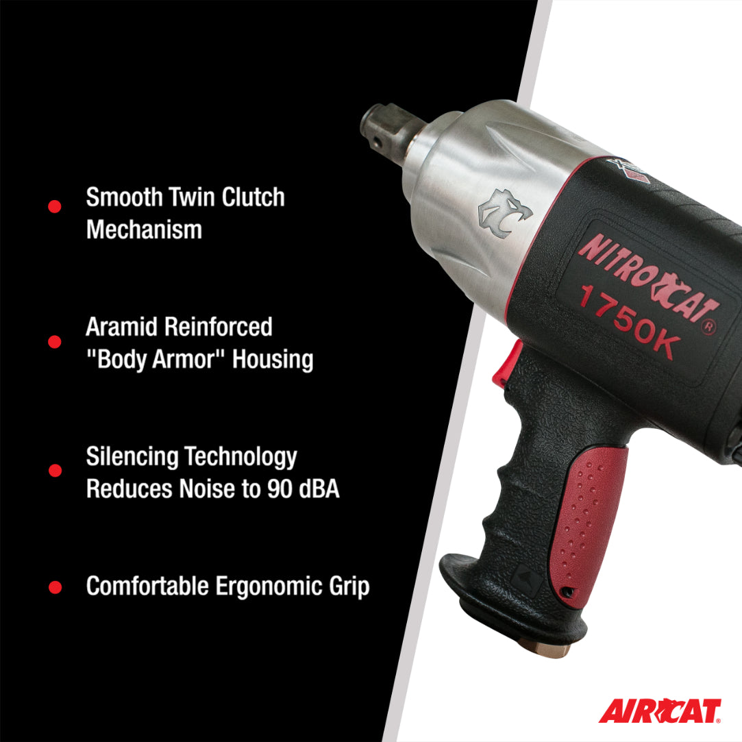 AIRCAT 1750-K: 3/4-Inch Nitrocat Composite Twin Clutch Impact Wrench 1,500 ft-lbs