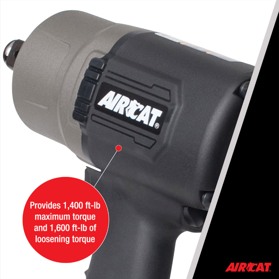 AIRCAT 1770-XLK: 3/4-Inch Impact Wrench Kit with Refined Design Twin Hammer 1,600 ft-lbs