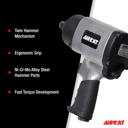 AIRCAT 1777: 3/4-Inch Impact Wrench with Refined Design Twin Hammer 1,600 ft-lbs