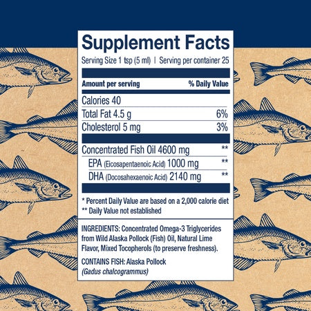 Wiley's Finest Wild Alaskan Fish Oil - Summit DHA Liquid, 2140mg DHA + 460mg EPA Omega-3s, Wild-Caught Alaskan, 25 Servings