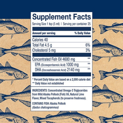 Wiley's Finest Wild Alaskan Fish Oil - Summit DHA Liquid, 2140mg DHA + 460mg EPA Omega-3s, Wild-Caught Alaskan, 25 Servings