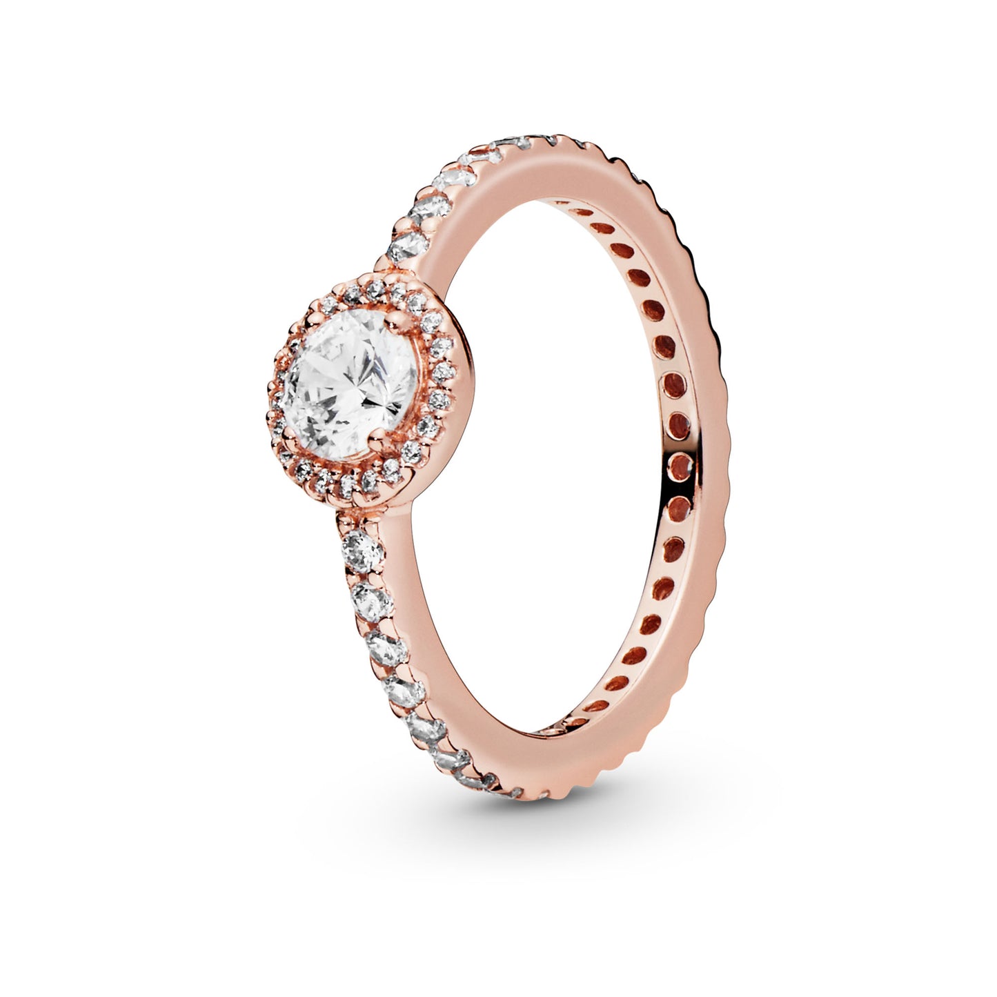 PANDORA Jewelry Classic Sparkle Halo Cubic Zirconia Ring in Rose, Size 7.5, With Gift Box