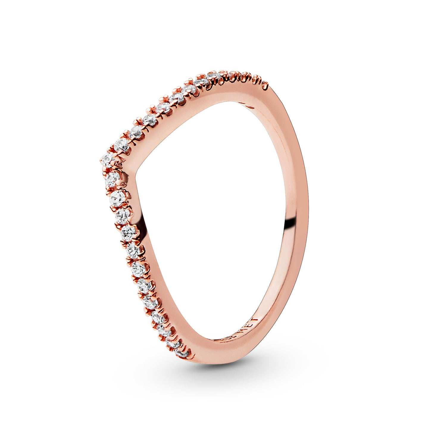Pandora Jewelry Sparkling Wishbone Cubic Zirconia Ring in Pandora Rose, Size 3.75, With Gift Box