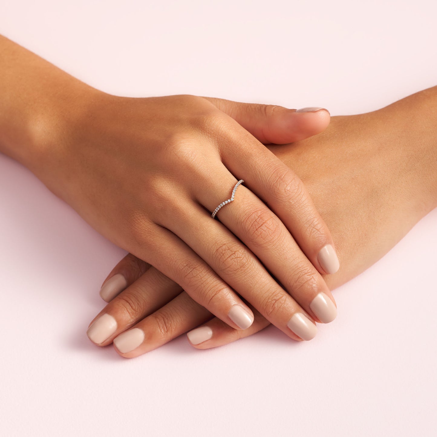 Pandora Jewelry Sparkling Wishbone Cubic Zirconia Ring in Pandora Rose, Size 3.75, With Gift Box