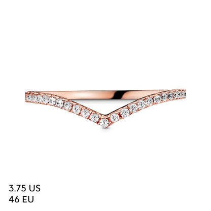 Pandora Jewelry Sparkling Wishbone Cubic Zirconia Ring in Pandora Rose, Size 3.75, With Gift Box