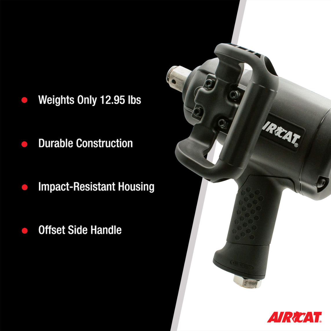 AIRCAT 1870-P 1-Inch Super Duty Composite Pistol Grip Impact Wrench 2,100 ft-lbs