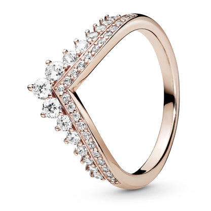 PANDORA Jewelry - Princess Sparkling Wishbone Cubic Zirconia Ring - Gift for Her Rose - Size 7.5, With Gift Box