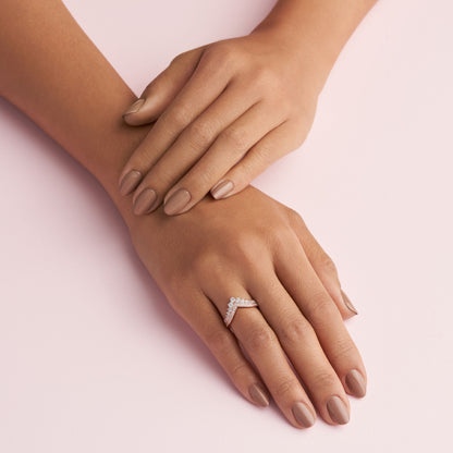 PANDORA Jewelry - Princess Sparkling Wishbone Cubic Zirconia Ring - Gift for Her Rose - Size 7, With Gift Box