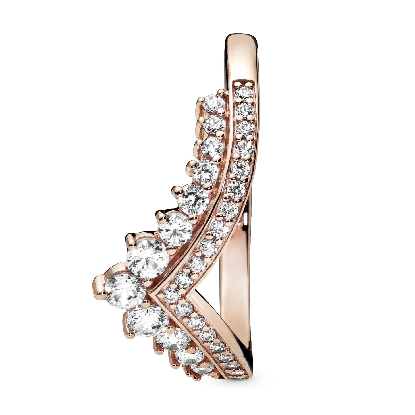 PANDORA Jewelry - Princess Sparkling Wishbone Cubic Zirconia Ring - Gift for Her Rose - Size 7.5, With Gift Box