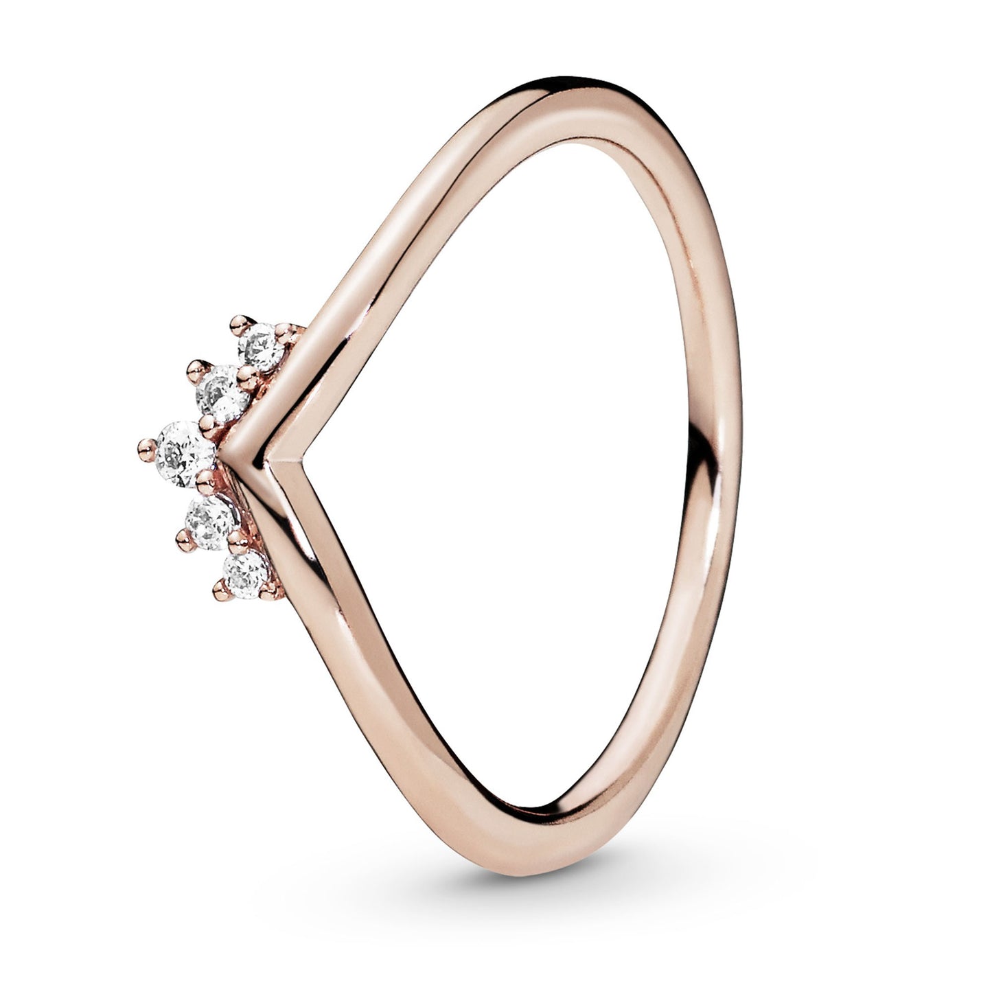 Pandora Jewelry Tiara Wishbone Cubic Zirconia Ring in Pandora Rose, Size 4.5, With Gift Box