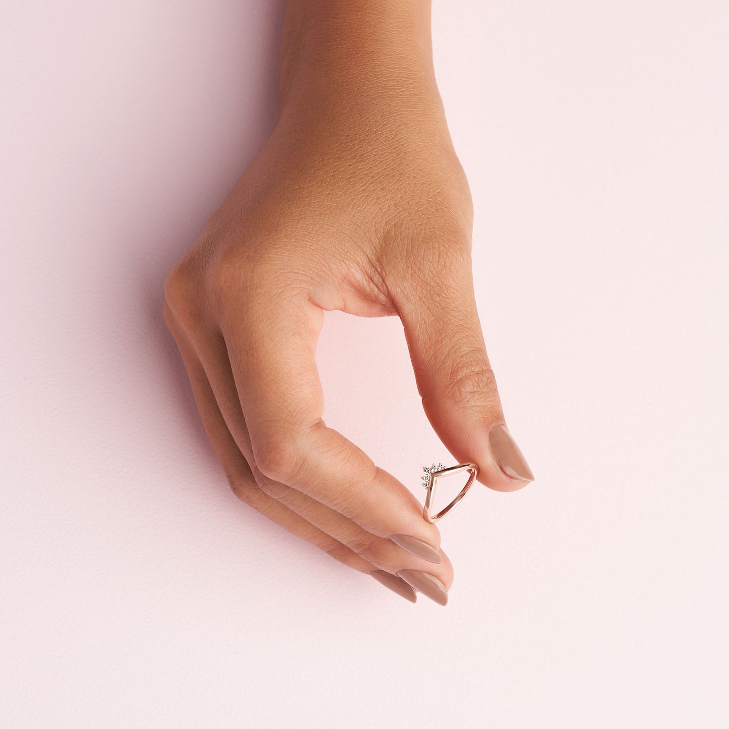 Pandora Jewelry Tiara Wishbone Cubic Zirconia Ring in Pandora Rose, Size 4.5, With Gift Box