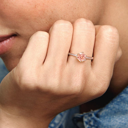 Pandora Pink Sparkling Crown Solitaire Ring, Size 50,with Gift Box