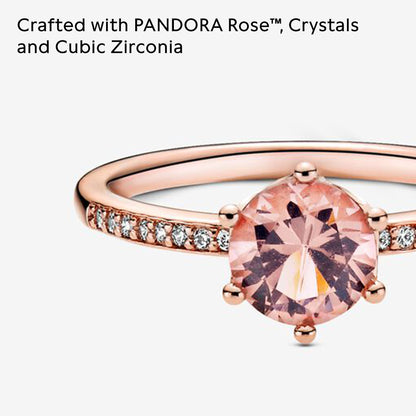 PANDORA Jewelry - Crown Cubic Zirconia and Pink Crystal Ring - Gift for Her Rose - Size 7, With Gift Box