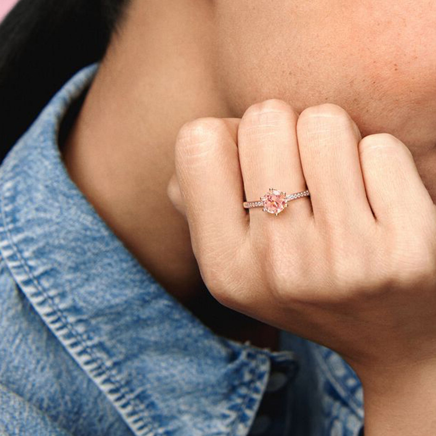 PANDORA Jewelry - Crown Cubic Zirconia and Pink Crystal Ring - Gift for Her Rose - Size 7, With Gift Box