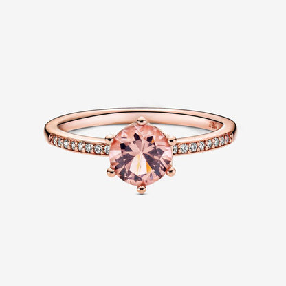 PANDORA Jewelry - Crown Cubic Zirconia and Pink Crystal Ring - Gift for Her Rose - Size 7, With Gift Box