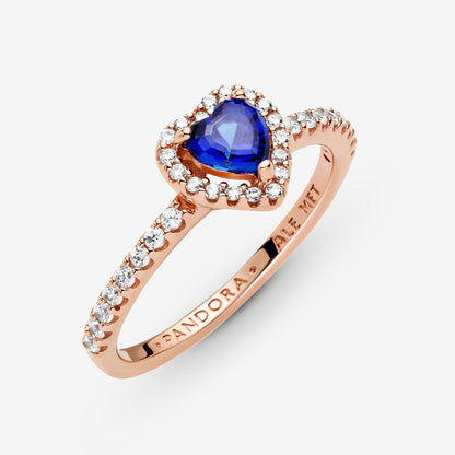 Pandora Sparkling Blue Elevated Heart Ring, Size 52,with Gift Box