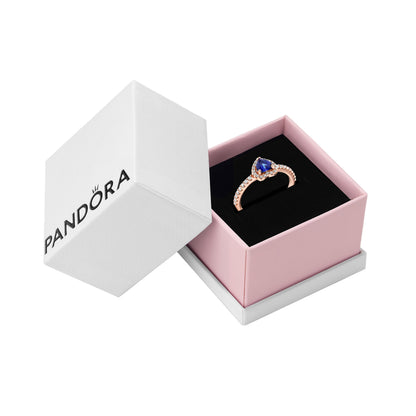 Pandora Sparkling Blue Elevated Heart Ring, Size 52,with Gift Box