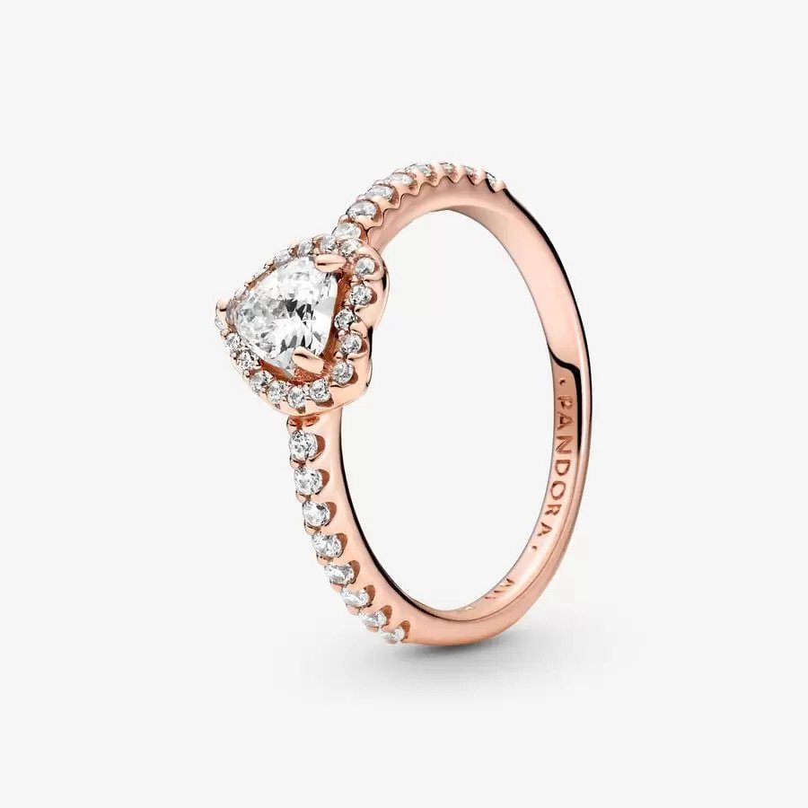 Pandora Sparkling Elevated Heart Ring, Size 52,with Gift Box